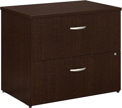 Bush Business Furniture Series C 2 Drawer Lateral File Cabinet, Locking Document Storage for Home or Professional Office, Mocha Cherry