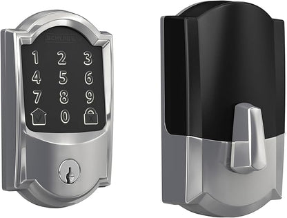 Schlage Encode Smart WiFi Deadbolt with Camelot Trim In Bright Chrome