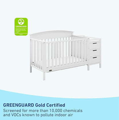 Graco Benton 4-in-1 Convertible Crib and Changer (White) – Crib and Changing Table Combo, Includes Water-Resistant Changing Pad, 3 Drawers, Converts to Toddler Bed, Daybed and Full-Size Bed