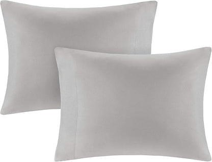 Comfort Spaces Twin Comforter Sets with Sheets - Bed in a Bag 6 Pieces Teen Bedding Sets Twin, Red and Grey Stripes Bedding Twin, College Twin Bed Set with 2 Side Pockets Bedroom Organizer