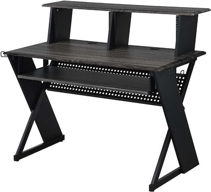 Acme Furniture Rectangular Music Desk Table with Earphone Rack, Black