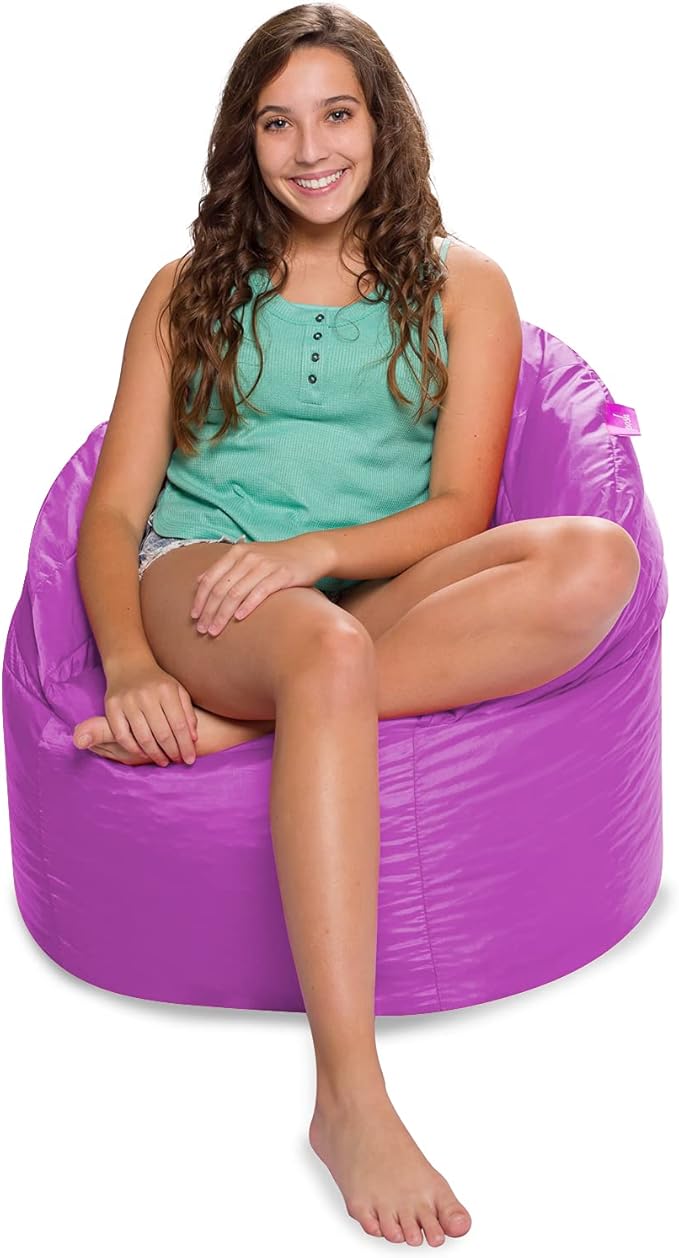 Posh Creations Structured Comfy Seat for Playrooms and Bedrooms, Large Bean Bag Chair, Sonoma Lounger, Purple