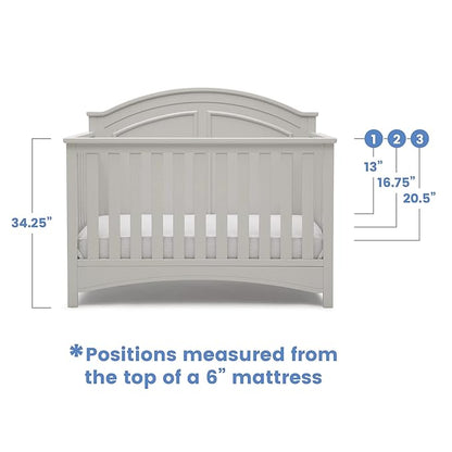 Delta Children Perry 6-in-1 Convertible Crib - Greenguard Gold Certified, Moonstruck Grey + Simmons Kids Radiant Sky Dual Sided Baby Crib Mattress and Toddler Mattress (Bundle)
