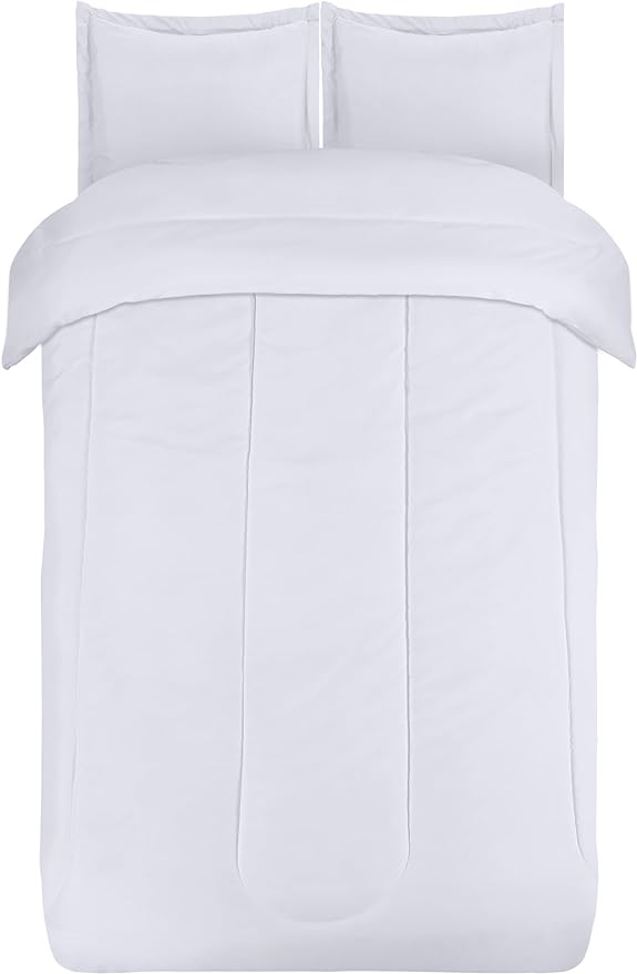 Utopia Bedding All Season White Comforter Set with 2 Pillow Cases, 3 Piece Soft Brushed Microfiber Kids Bedding Set for Boys/Girls, Machine Washable (Twin)