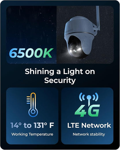 REOLINK Go PT Ultra+SP - 4K Cellular Security Camera Wireless Outdoor, No WiFi, 3G/4G LTE, Support (AT&T/T-Mobile), Solar Powered, Color Night Vision, Local/Cloud Storage, Smart Detection