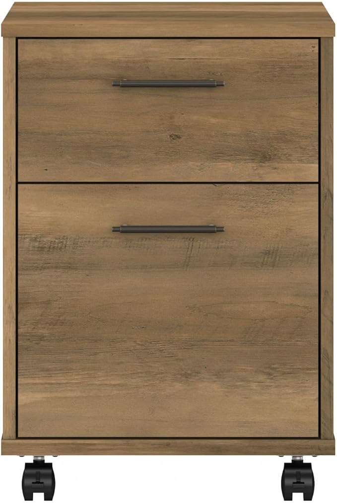 Bush Furniture Key West 2 Drawer Rolling File Cabinet in Reclaimed Pine Mobile Organization for Home Office Small Under Desk Storage on Wheels