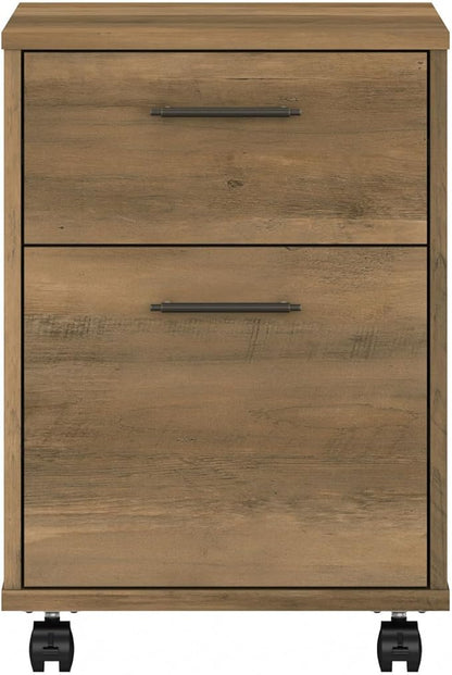 Bush Furniture Key West 2 Drawer Rolling File Cabinet in Reclaimed Pine Mobile Organization for Home Office Small Under Desk Storage on Wheels