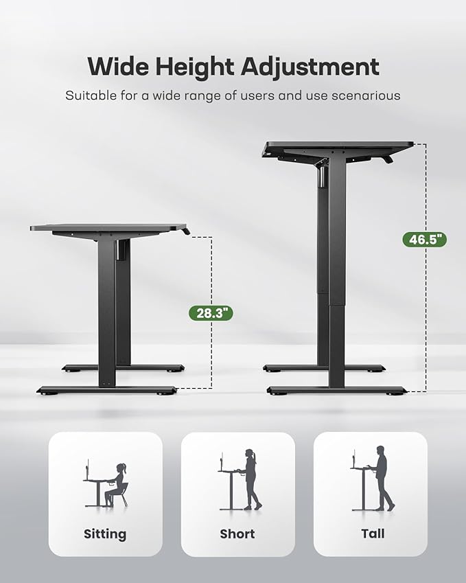 Marsail TZESD22B-USMS3 Standing Desk with LED Lights, 55 24 Inch, Black