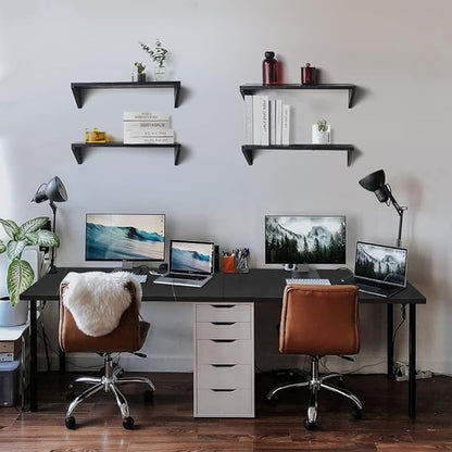 Kaboon Universal Tabletop 45.67"x23.62", Solid One-Piece Melamine Table Top, Double Desk L-Desk DIY, Home and Office,Cloud Atlas/Black Marble