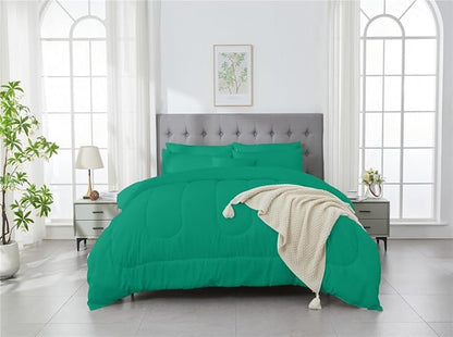 3 Piece Solid Color All Season Bedding Comforter Set Microfiber Soft Lightweight Bedding Set for Kids Teens Adults Room Decor with 1 Comforter and 2 Pillowcases Full