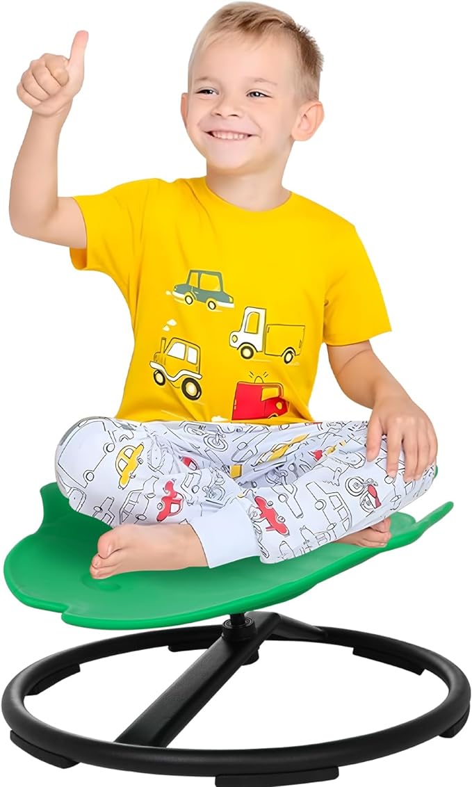 Kids Swivel Chair Wobble Chair for Toddlers Sit and Spin with Autism Spin Sensory Chair Aged 3+ Kids Balance Toys & Games Balance Physical Therapy Equipment - Green