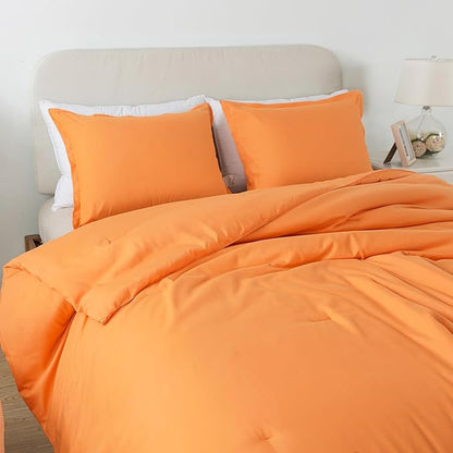 Burnt Orange Comforter Set Twin Size, Solid Terracotta Down Alternative Soft Boho Bedding Comforter Set, Fluffy Microfiber Comforter (68"x90") for All Seasons with Pillowcase