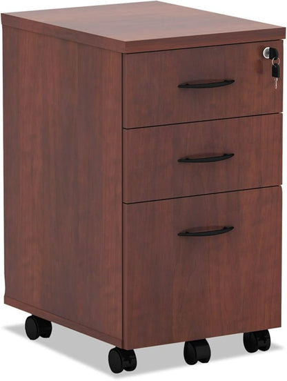 Alera ALEVA572816MC 15.88 in. x 20.5 in. x 28.38 in. Valencia Series 3-Drawer Mobile File Pedestal - Cherry