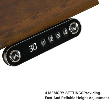 Electric Sit Dual Motor Height Adjustable, Memory Stand Up Desk with Drawer, Ideal for Daily Use at Home Office, Bedroom, 63x30 Inch, Dark Brown