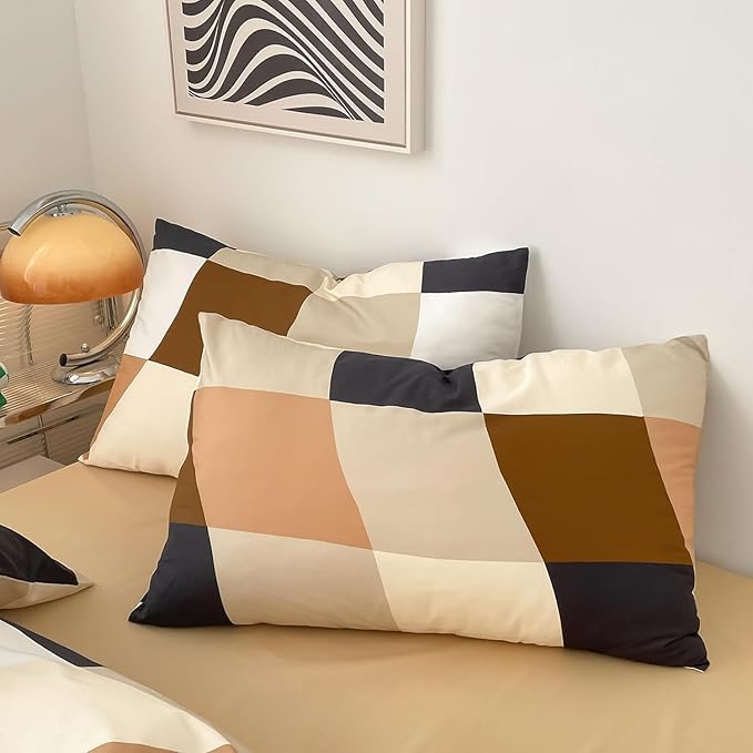 Checkerd Comforter Brown Twin Multicolored Grid Comforter Kids Khaki Checkered Bed Comforter White Black Plaid Buffalo Girls Twin Bedding Comforter All Season Hotel Quality Bed Set