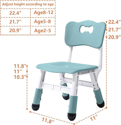 Adjustable Kid Chairs Indoor 3 Level Adjustable Suitable for Children Age 2-6. Maximum load-bearing 220LBS Suitable for Family Classroom and Nursery Child Seat Set (2-Pack-Ink Blue)