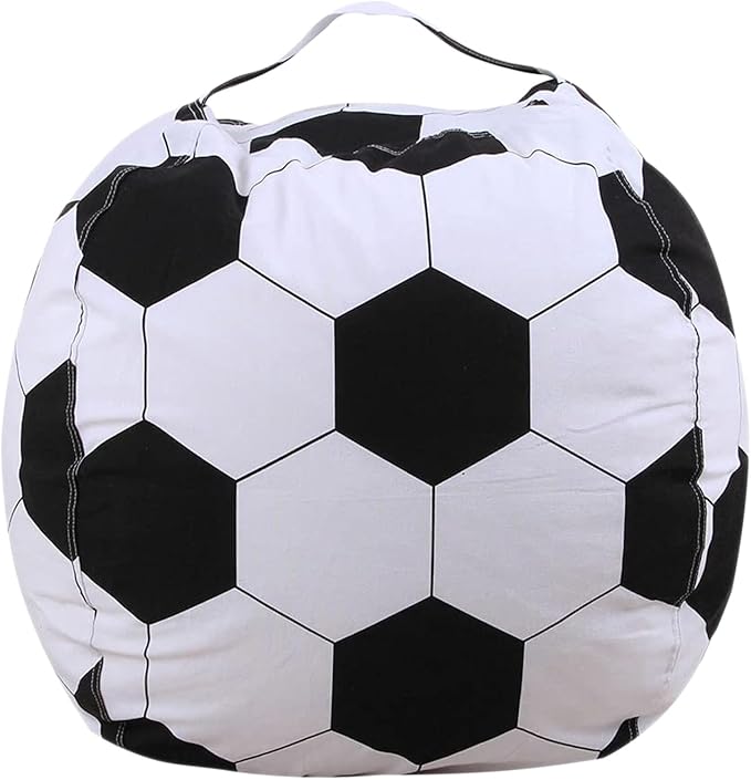 Colorful House Stuffed Animal Storage Bean Bag Chair for Kids and Adults, Lightweight Bean Storage Bag Cover for Organizing Blankets Clothes (26 inches, Football)