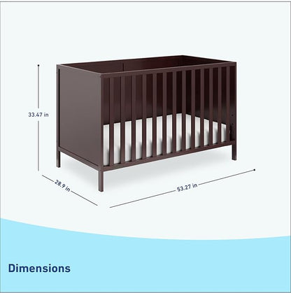 Graco Theo 3-in-1 Convertible Crib (Espresso) - GREENGUARD Gold Certified, Converts to Toddler Bed & Daybed, Fits Standard Full-Size Crib Mattress, 4 Adjustable Mattress Heights