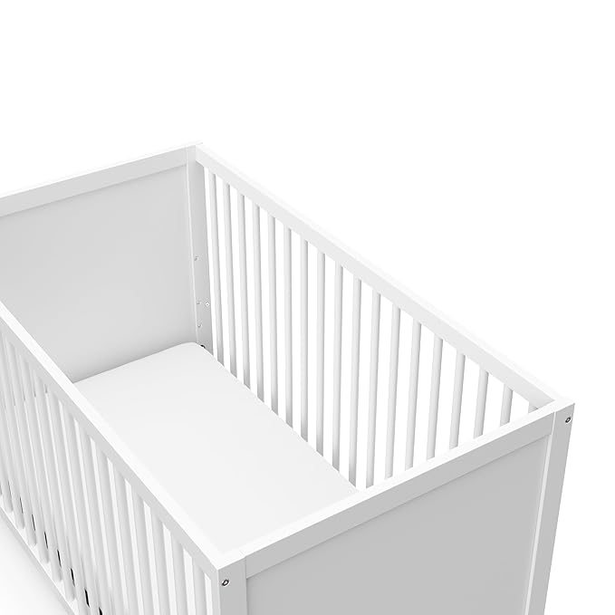 Storkcraft Calabasas 3-in-1 Convertible Crib (White) – GREENGUARD Gold Certified, Fits Standard Crib Mattress, Converts to Toddler Bed, Modern Style, Easy 30-Minute Assembly