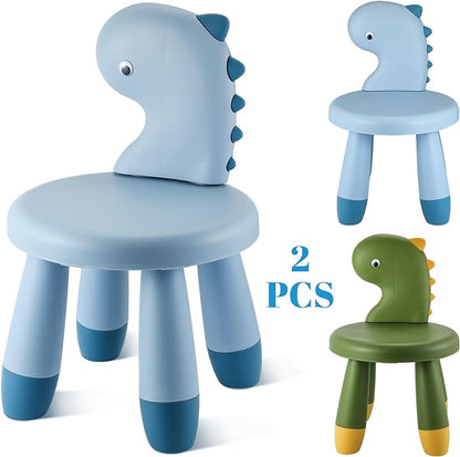 2 Pcs Plastic Dino Chair Sturdy Dinosaur Chairs Lightweight Activity Chairs Ergonomic Design Anti Slip Step Stool for Indoor Outdoor