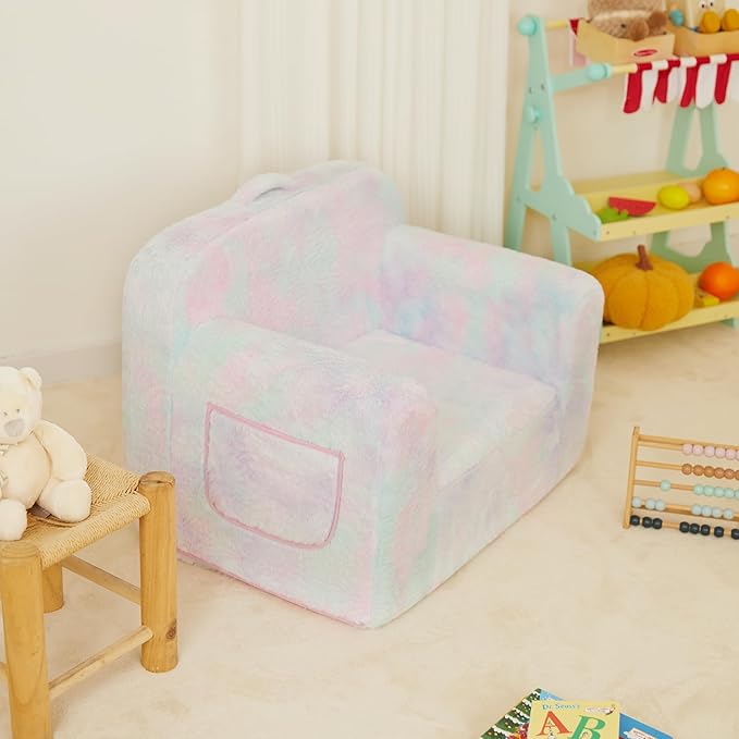 Toddler First Chair, Baby Chairs Comfy Toddler for Boys and Girls for Ages 18 Months and Up, Fits Any Decor (light-colored tie-dye)