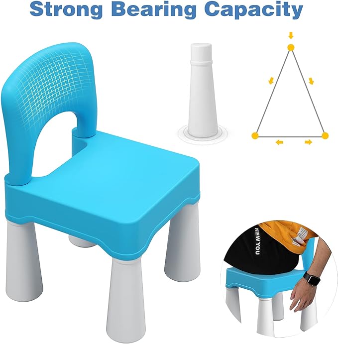 burgkidz Plastic Toddler Chair, Durable and Lightweight Kids Chair, 9.3" Height Seat, Indoor or Outdoor Use for Toddlers Boys Girls Blue