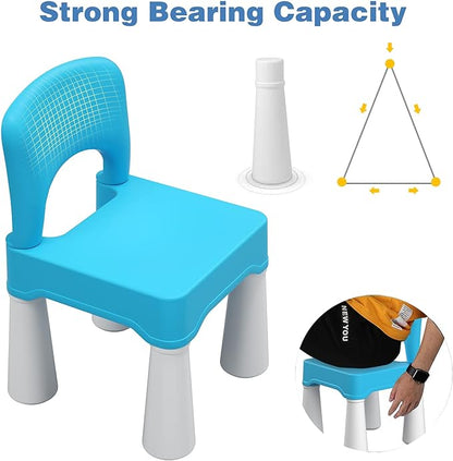 burgkidz Plastic Toddler Chair, Durable and Lightweight Kids Chair, 9.3" Height Seat, Indoor or Outdoor Use for Toddlers Boys Girls Blue