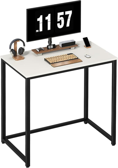 SINPAID Small Computer Desk 31.5 inches Desk for Small Spaces Sturdy Home Office Desk Modern Gaming Desk Study Writing Laptop Table, White Desk