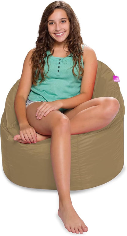 Posh Creations Structured Comfy Bean Bag Chair for Gaming, Reading, and Watching TV, Sonoma Lounge, Microsuede - Camel