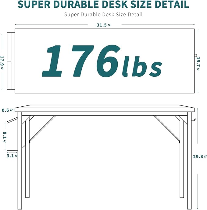SMUG Computer Desk Small 32” Gaming Table Writing Work Student Study PC Workstation Simple Style Wooden with Side Bag Iron Hook Sturdy Metal Frame for Bedroom, Home, Office, Natural