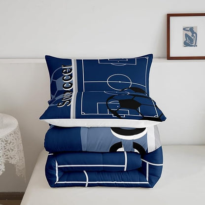 Feelyou Kids Football Comforter Set King Size Rugby Sports Bedding Set for Boys Girls Teens Bedroom Decor Soccer Ball Game Comforter Football Lover Duvet Set with 2 Pillow Case