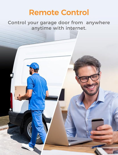 Smart Wi-Fi Garage Door Opener, Compatible with Apple HomeKit, Siri, Alexa & Google Assistant, Carplay, App Remote Control, Only Support 2.4GHz Networks