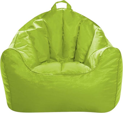 Posh Creations Structured Comfy Bean Bag Chair for Gaming, Reading, and Watching TV, Malibu Lounge, Soft Nylon-Lime