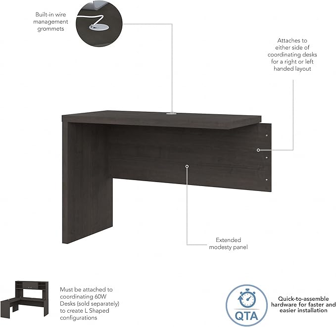Bush Business Furniture Echo Desk Return/Bridge, Charcoal Maple