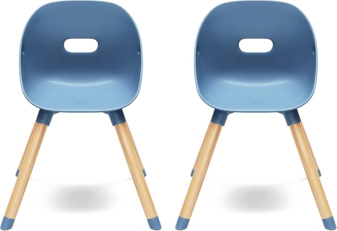 Lalo The Play Chair, Wooden and Non-Toxic Plastic Kids and Toddler Chair - Sturdy Bucket Seat and Easy to Clean Kids Chair with up to 200 lb. Weight Capacity, Set of 2 - Blueberry