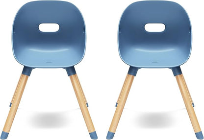 Lalo The Play Chair, Wooden and Non-Toxic Plastic Kids and Toddler Chair - Sturdy Bucket Seat and Easy to Clean Kids Chair with up to 200 lb. Weight Capacity, Set of 2 - Blueberry