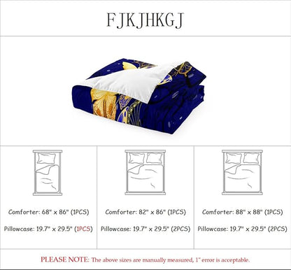 Butterfly Comforter Set, Bed Comforter Twin Set Bedroom Blue Gold Butterfly Bedding Sets for Girls Teens Retro Vintage Soft Quilt Set Twin Size, 2 Piece 1 Comforter + 1 Pillowcase