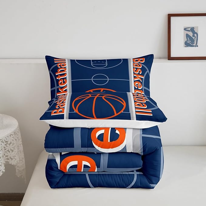Feelyou Basketball Bedding Set Full Size Gaming Sports Comforter Set for Kids Boys Girls Decor Ball Games Comforter Basketball Sports Duvet Set Bedroom Quilt Set