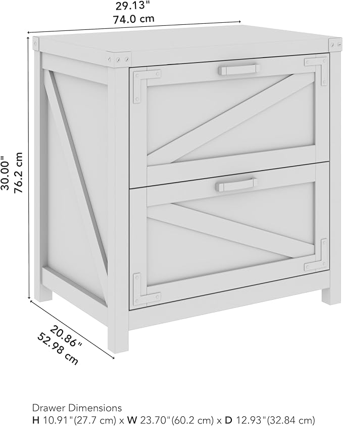 kathy ireland Home by Bush 2-Drawer Lateral File Cabinet, Letter/Legal, Cottage White, 29-Inch (CGF129CWH-03)