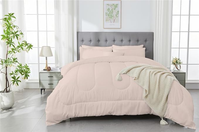 3 Piece Solid Color All Season Bedding Comforter Set Microfiber Soft Lightweight Bedding Set for Kids Teens Adults Room Decor with 1 Comforter and 2 Pillowcases Full
