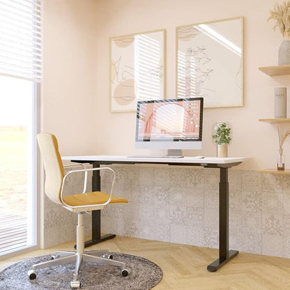 Electric Standing Desk Frame, Dual Motor Height Adjustable Desk Base for Home and Office (Black Frame + Motors + Control Panel)