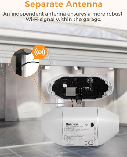 Smart Wi-Fi Garage Door Opener, Compatible with Apple HomeKit, Siri, Alexa & Google Assistant, Carplay, App Remote Control, Only Support 2.4GHz Networks