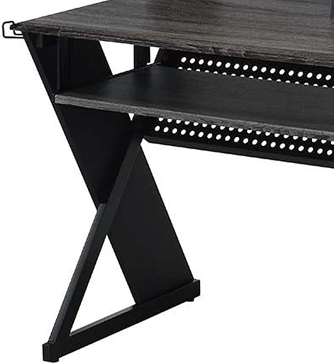 Acme Furniture Rectangular Music Desk Table with Earphone Rack, Black