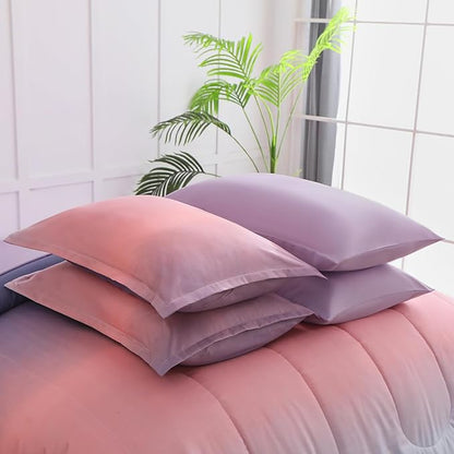 Dinjoy Girls Comforter Set King Size Colorful Rainbow Ombre Pink Purple Light Blue Bedding Set Gradient 7 Pieces Bed in A Bag for Kids Teen Women(1 Comforter, 1 Flat Sheet, 1 Fitted Sheet)
