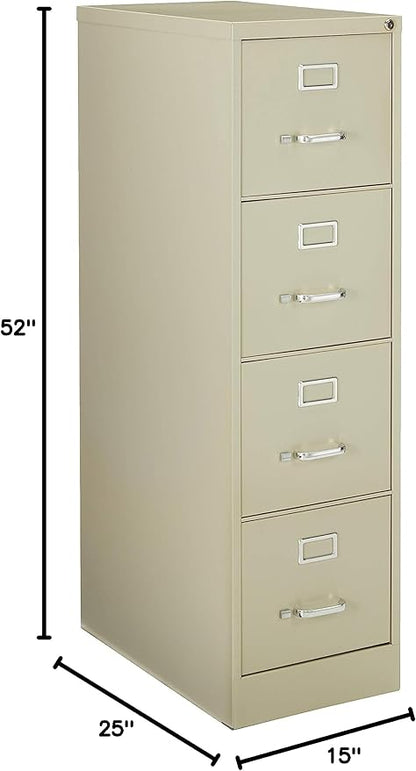 Lorell 4-Drawer Vertical File with Lock, 15 by 25 by 52-Inch, Putty