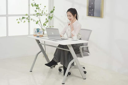 ApexDesk 47" Computer Desk, Modern Simple Style Desk for Home Office, Study Student Writing Desk - White