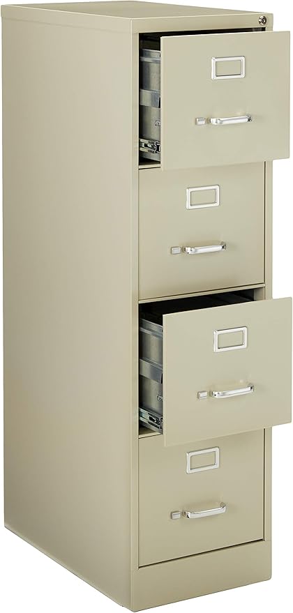 Lorell 4-Drawer Vertical File with Lock, 15 by 25 by 52-Inch, Putty
