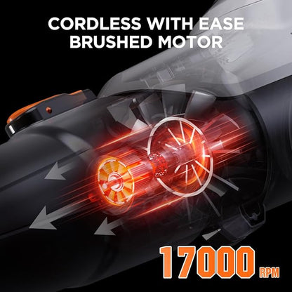 Litheli 20V Cordless Leaf Blower with Battery, 2.0 Ah, 355CFM/85MPH, 2 Speeds - Electric Leaf Blower for Lawn Care, Patio, Dust, Leaves