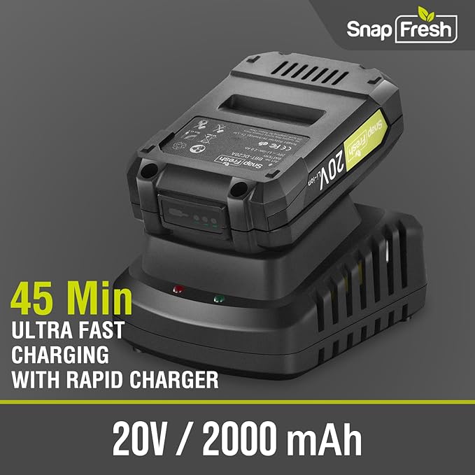 SnapFresh Leaf Blower - 20V Leaf Blower Cordless with Battery & Charger, Electric Leaf Blower for Lawn Care, Battery Powered Leaf Blower Lightweight for Snow Blowing(Yellow)