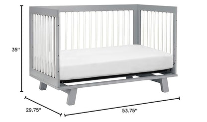 Babyletto Hudson 3-in-1 Convertible Crib with Toddler Bed Conversion Kit in Grey and White, Greenguard Gold Certified